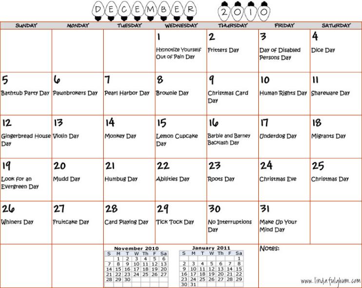 Wacky Holidays in 2010