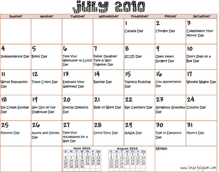 Wacky Holidays in 2010